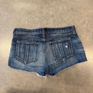Vintage Y2K Rag & Bone Mini Distressed Denim Blue Dark Wash Jean Shorts Size 26